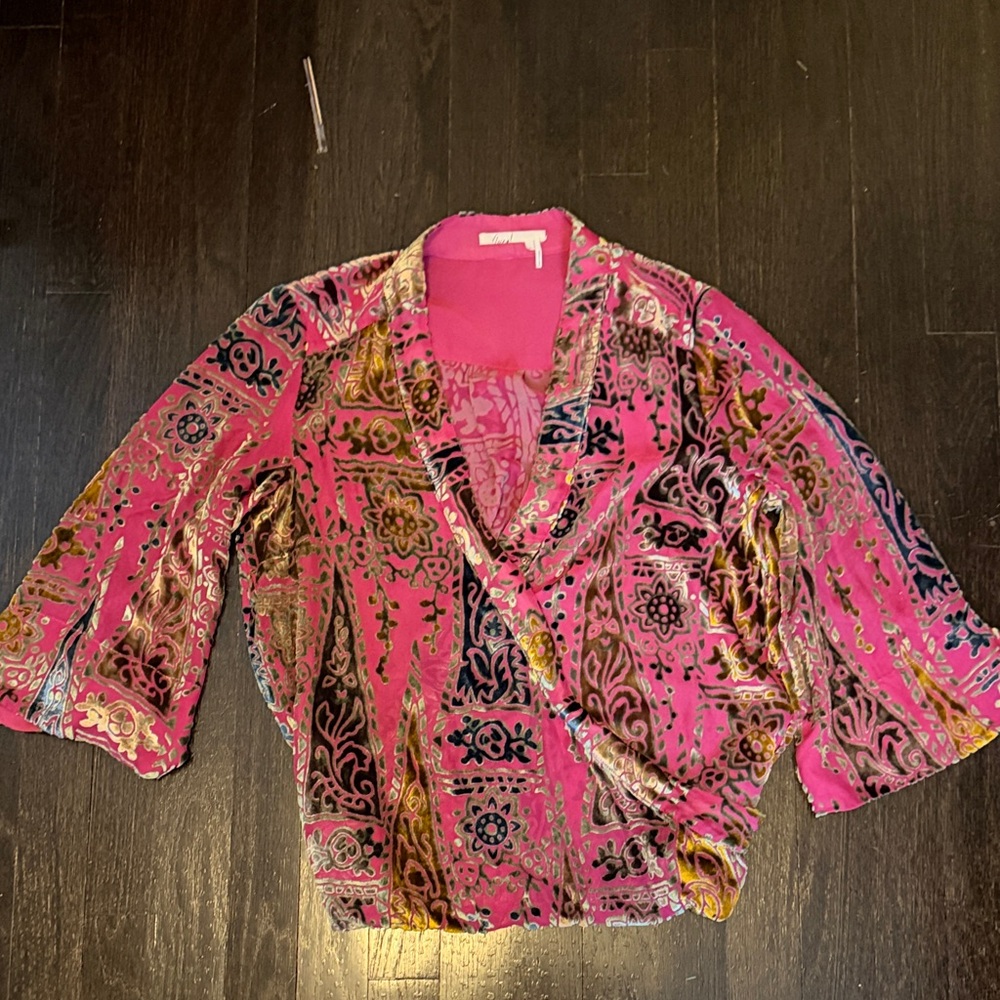 Anthropologie Pink and Black Blouse